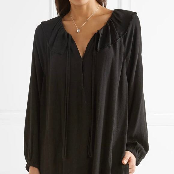 Raquel Allegra Harlequin Dress Black size 3 US Large Midi Long Sleeve Ruffle - Picture 2 of 12